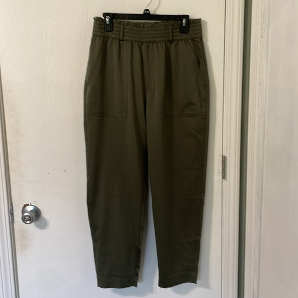 Abercrombie & Fitch Olive Dressy Trouser Joggers High Rise Elastic Band Sz Large